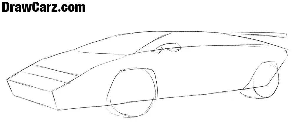 Mark the headlights, arches, mirror, spoiler