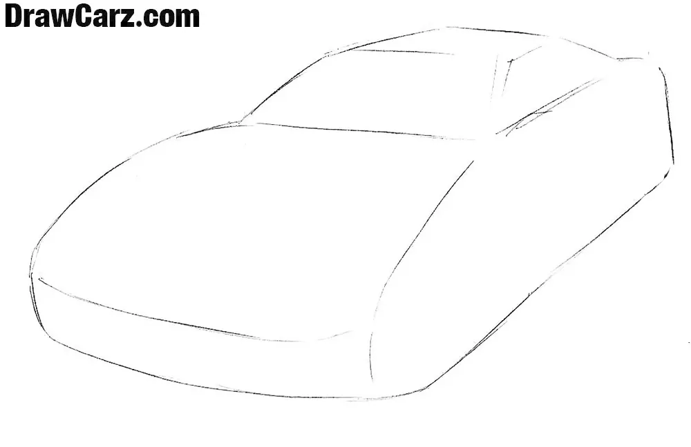 Sketch Ferrari proportions with simple shapes
