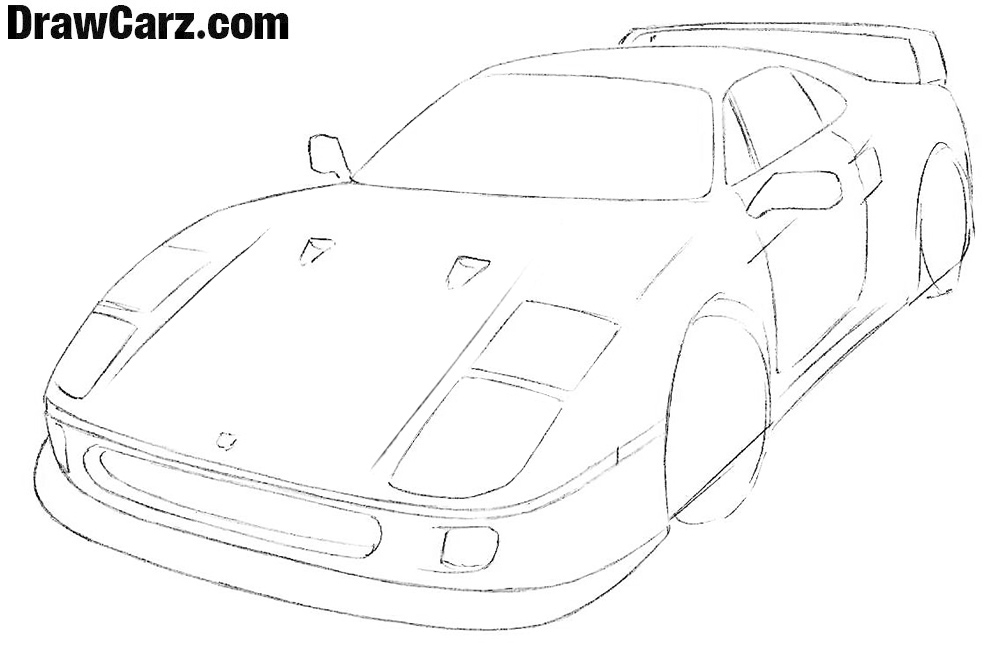 Draw the door of the Ferrari using simple shapes
