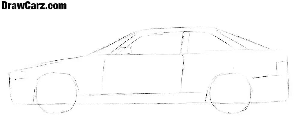 Add the car’s headlights, wheels, and mirrors