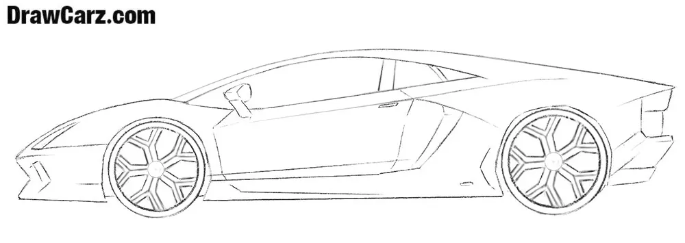 lamborghini aventador side view sketch