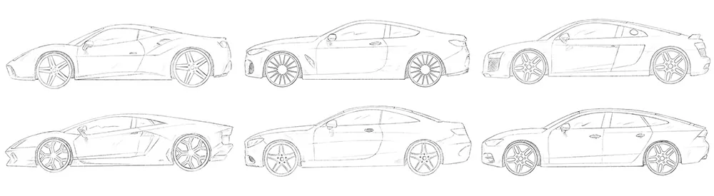Different car drawing variations