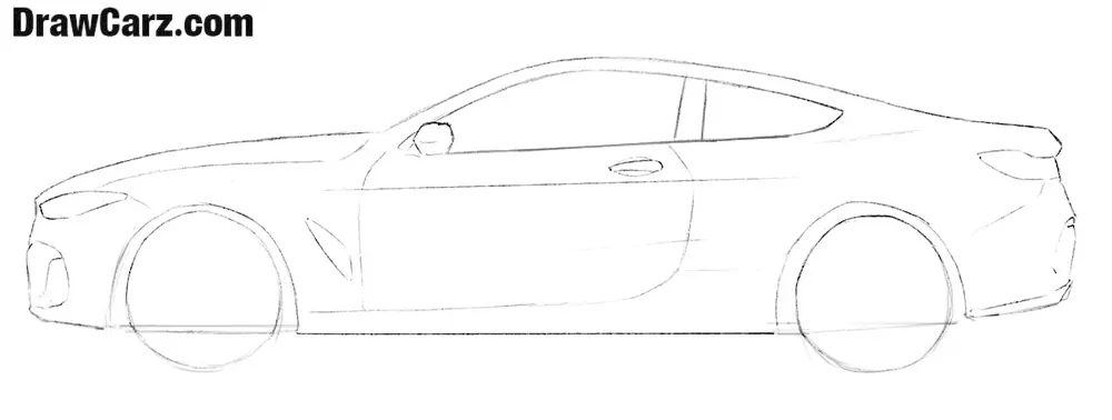 Add the side contours of the BMW 8