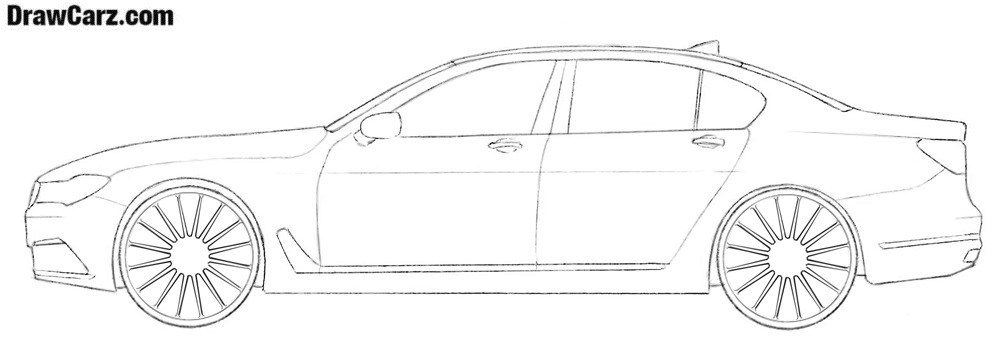 Trace the wheels and sketch the BMW rims