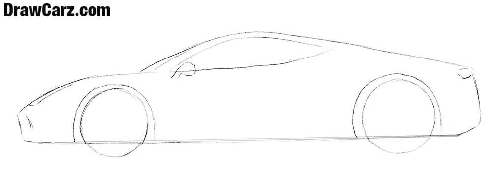 Sketch the main exterior features of the Ferrari