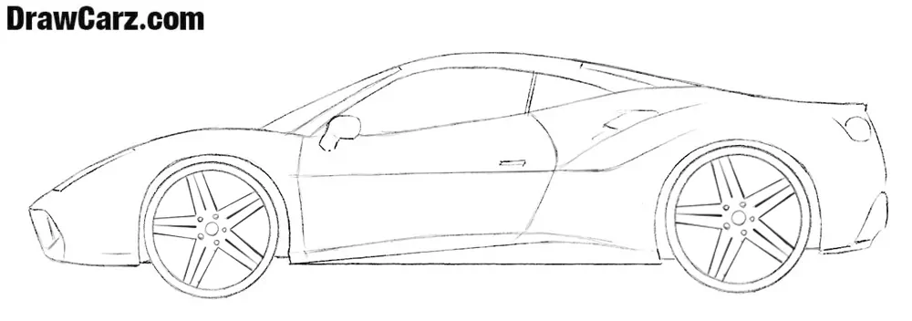 Draw the wheels and Ferrari rims