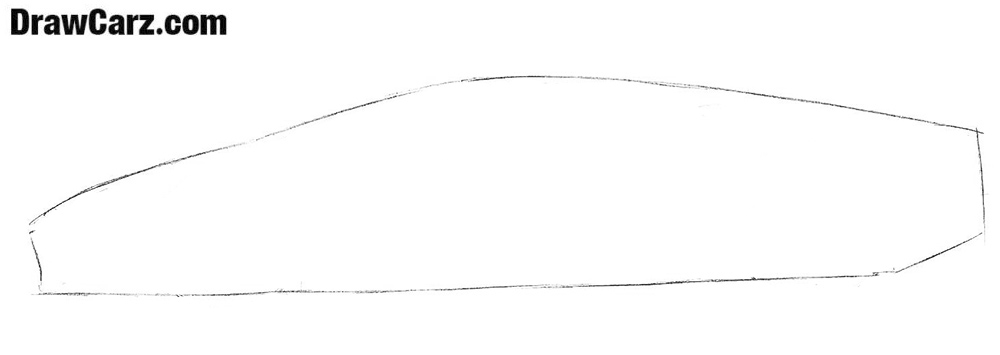 Sketch the ultra-low and long body of the Lambo