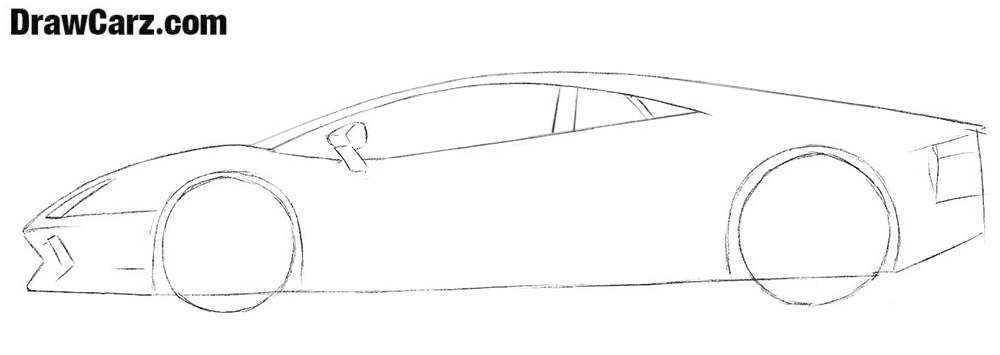 Detail the sports car roof, windows, and mirror