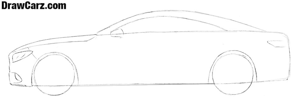 Draw the front of the Mercedes S Coupe in detail