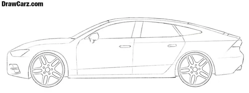 Trace the wheel shapes and detail the rims