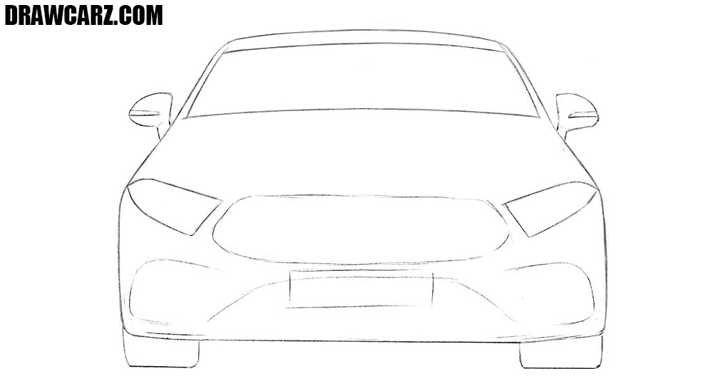 How to sketch a car from the front