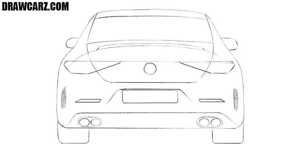 How to draw a car from the back step by step