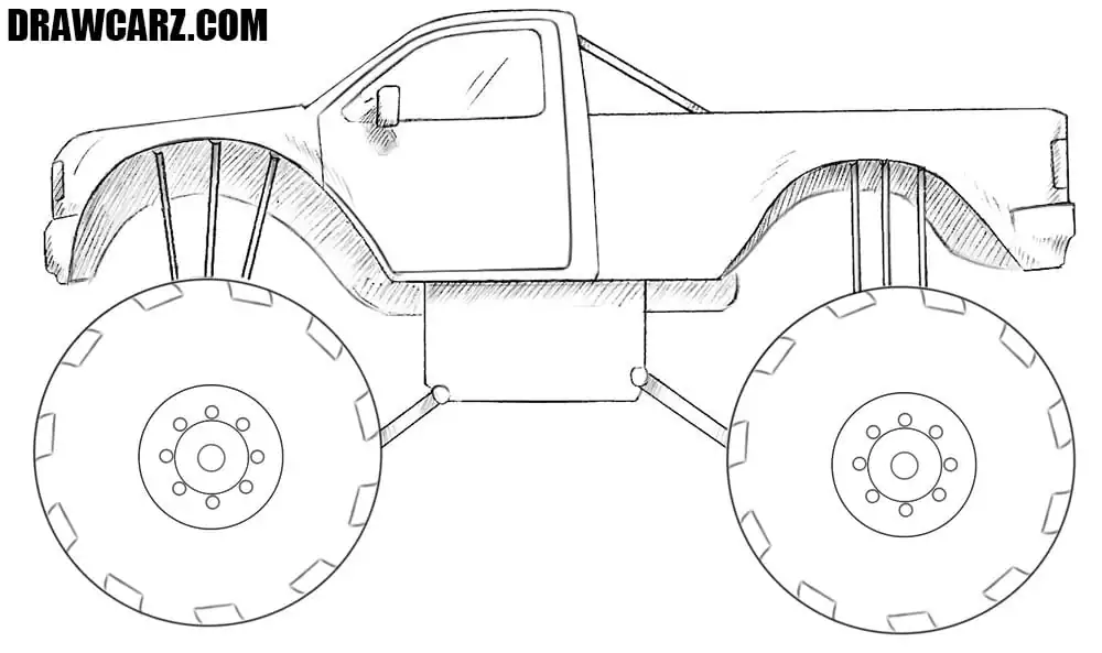 How To Draw A Monster Truck Drawcarz