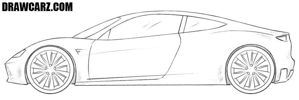 how to draw a tesla roadster
