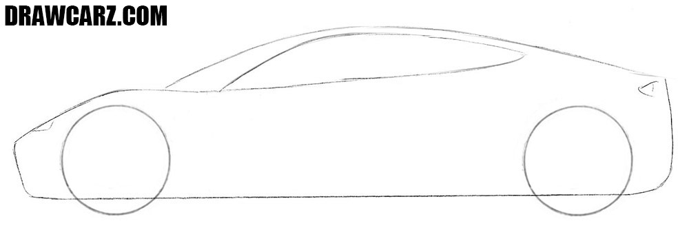 How to draw a realistic Tesla Roadster