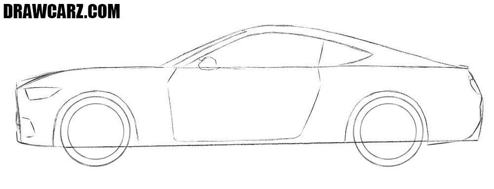 How to draw a Ford Mustang muscle car