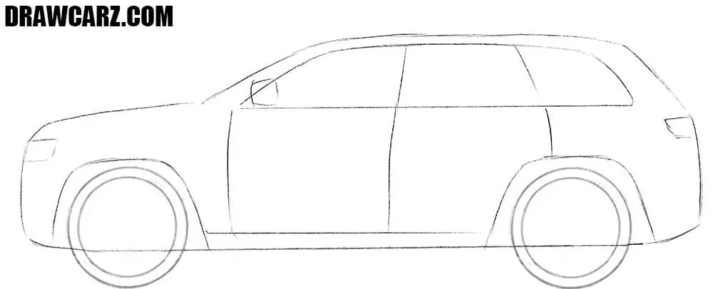 How to draw a Jeep step by step