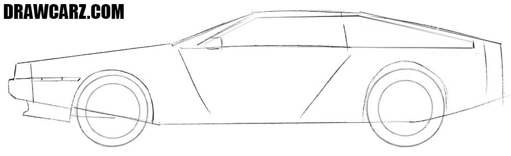 How to draw a Delorean DMC car