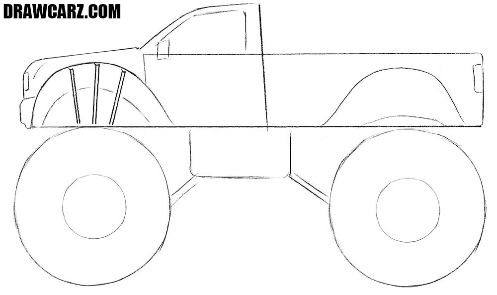 How to draw a Monster Truck step by step
