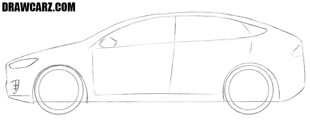 How to draw a Tesla SUV