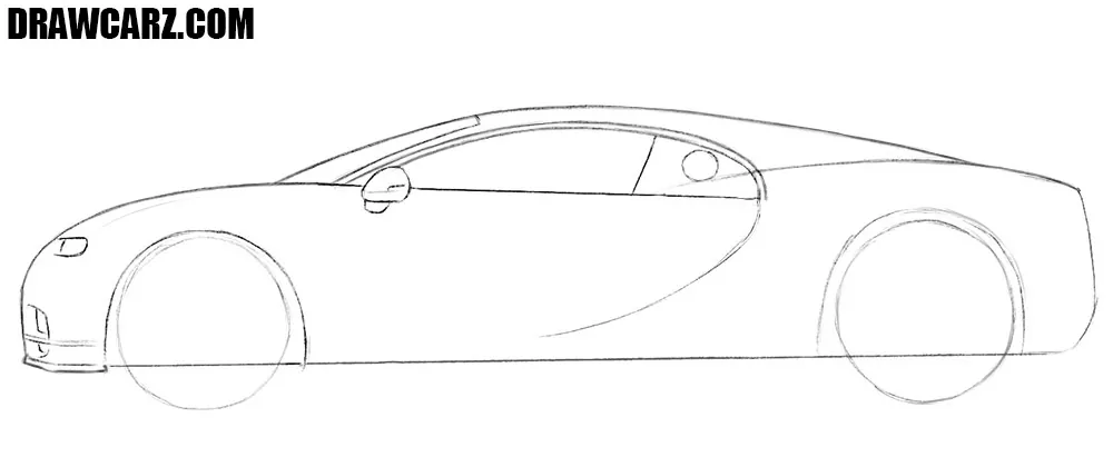 How to draw a bugatti chiron side view