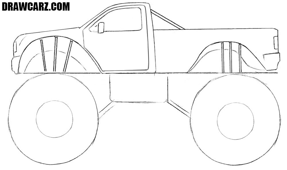 How to draw a Monster Truck for beginners