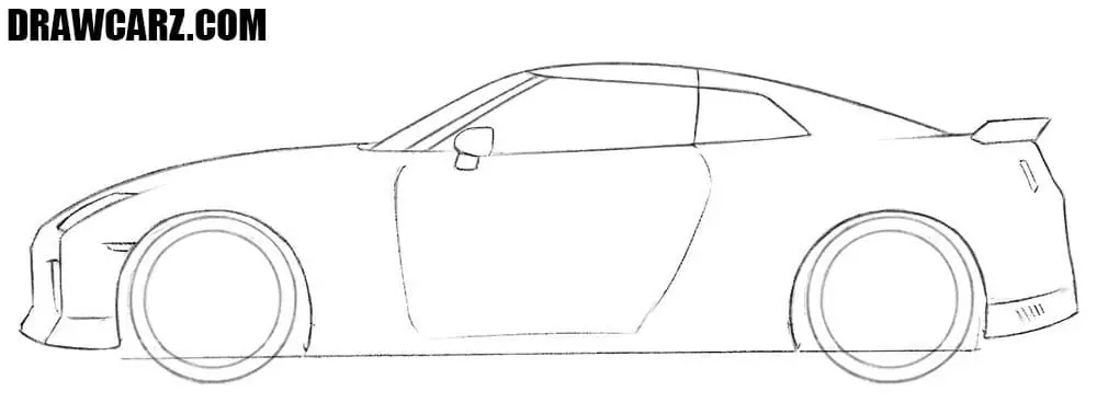 How to draw a Nissan sports car