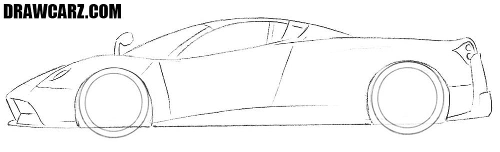 How to draw a Pagani Huayra step by step