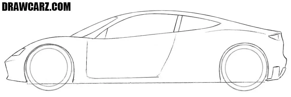 How to draw a Tesla Roadster side view