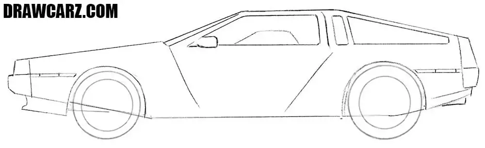 How to draw a car from back to the future