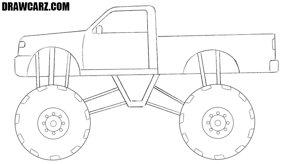 How to draw a Monster Truck for Beginners