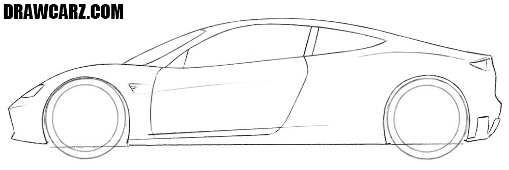 How to draw a Tesla Roadster easy