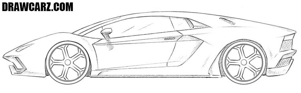 Outline Drawing Super Car Lamborghini Aventador Stock Vector (Royalty Free)  1735406018 | Shutterstock