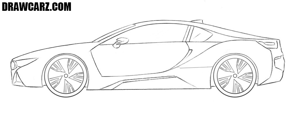 Draw the complex BMW i8 rims