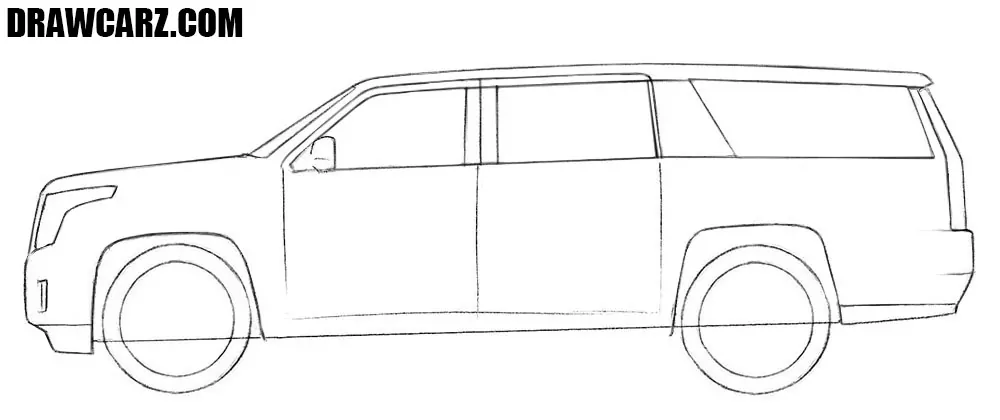 Draw the boxy rear section of the Escalade