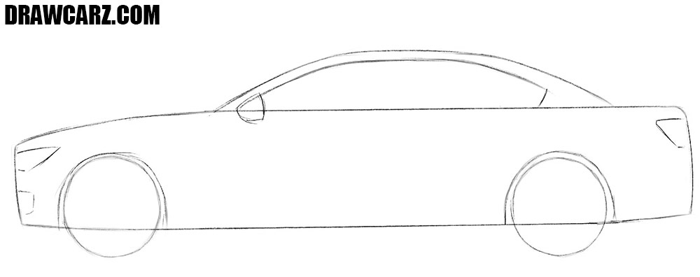 Sketch the wheels with simple circles