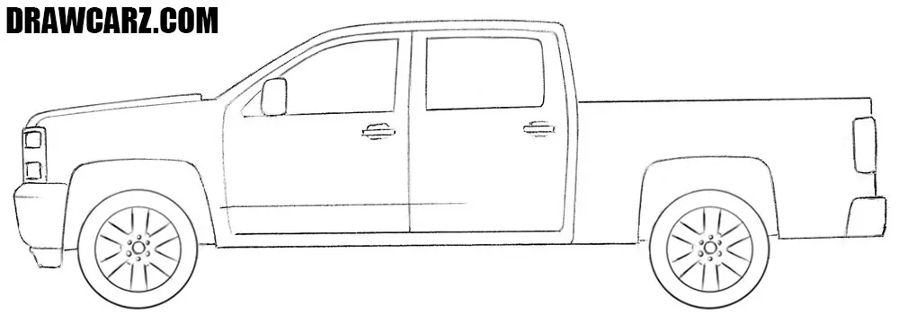 Draw out the Chevy Truck tires and rims