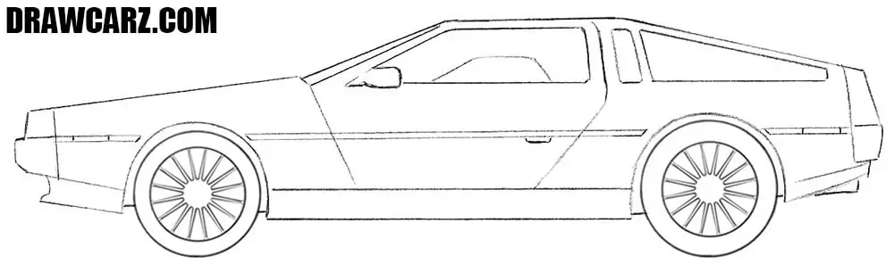 Draw the DeLorean’s 80s-style rims