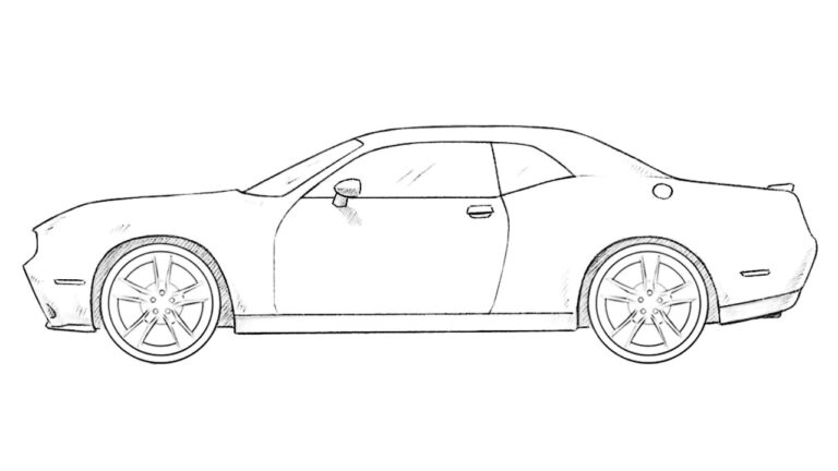 how to draw a dodge challenger featured image