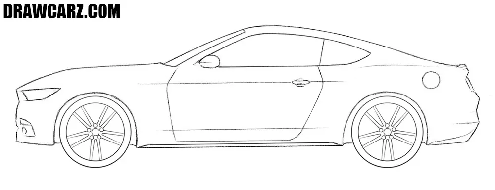 Draw the Ford Mustang custom wheel patterns