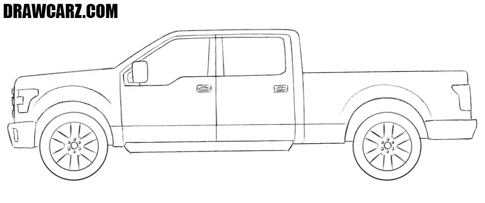 Draw the rims and outline the wheels