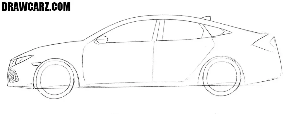 Draw the roof and unusual window structure