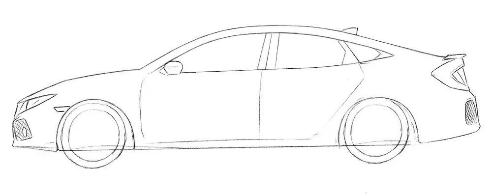Finalize the front section with dark lines