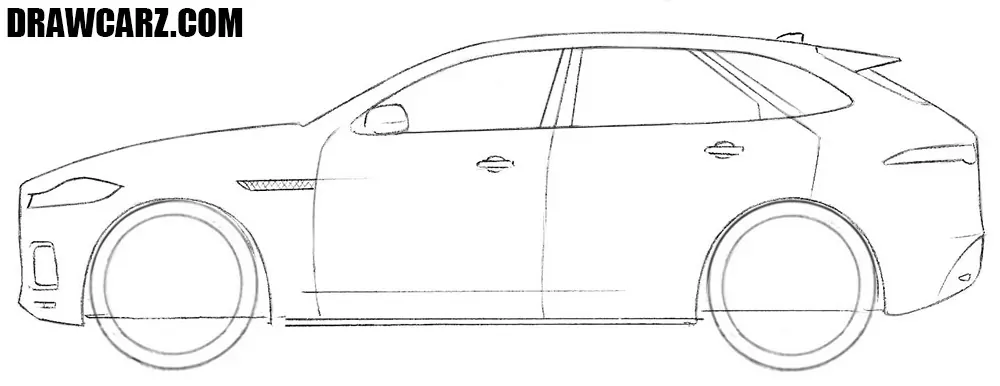 Draw the Jaguar F-Pace doors with handles