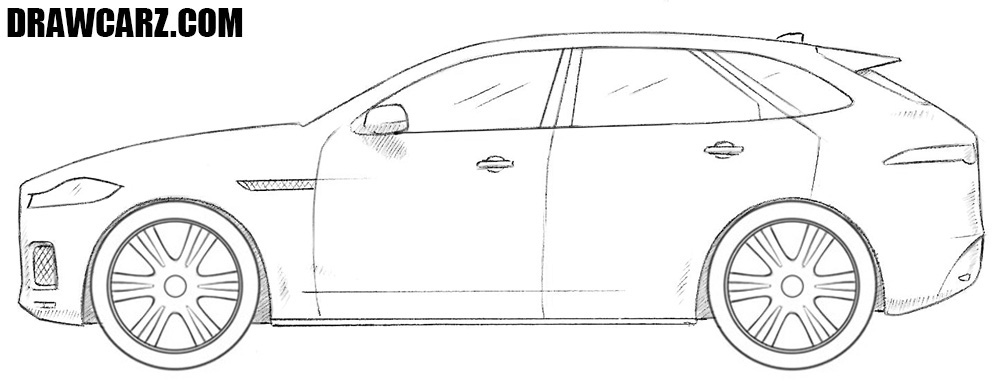 Complete the F-Pace drawing with realistic shadows