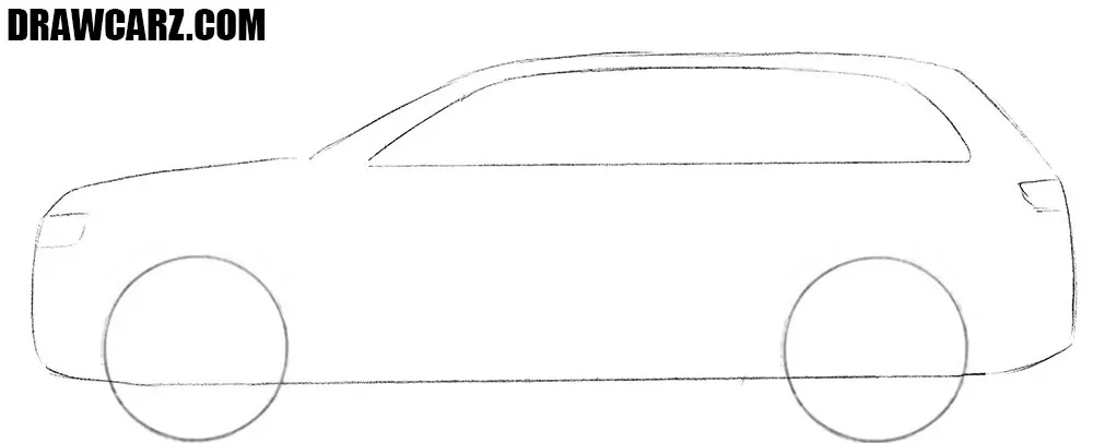 Outline the wheelbase, windows, and lights