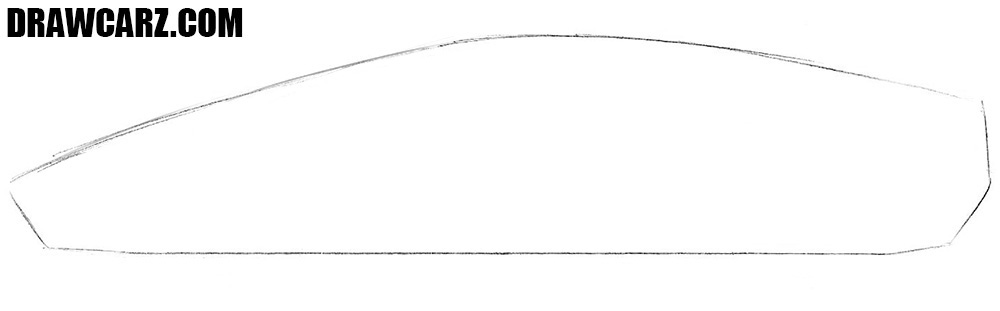 Outline the low and wide supercar’s shape