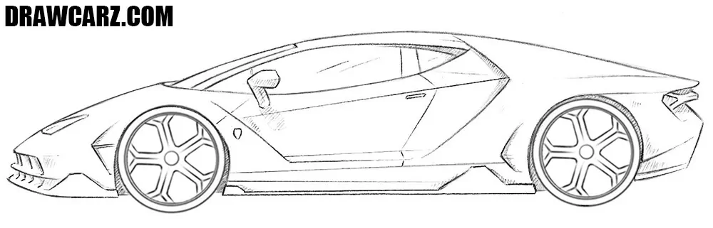 Complete the Lamborghini Centenario drawing with 3d shading