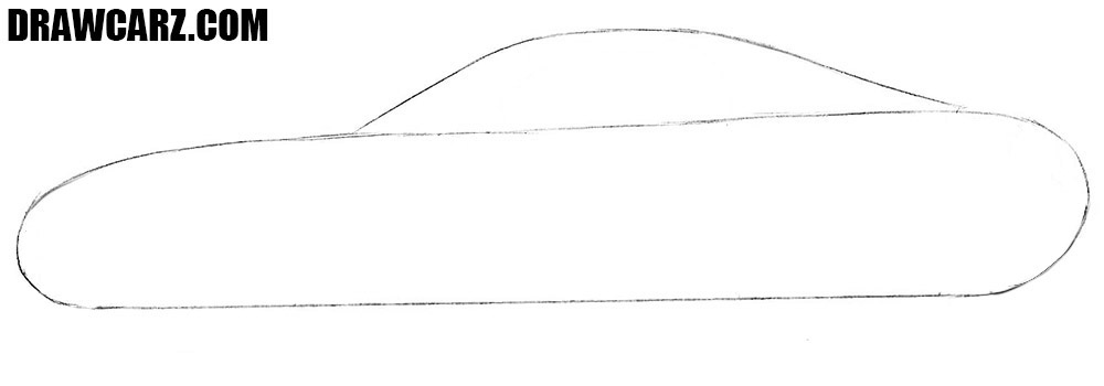 Sketch the smooth outline of the RX-7 body