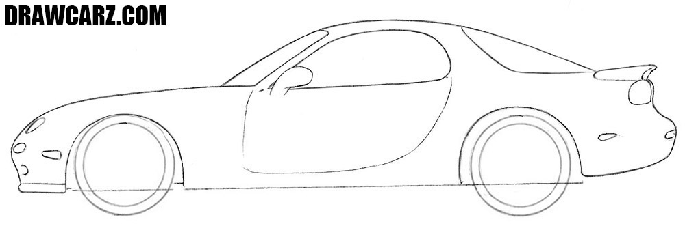 Draw in detail the RX-7 rear bumper and spoiler